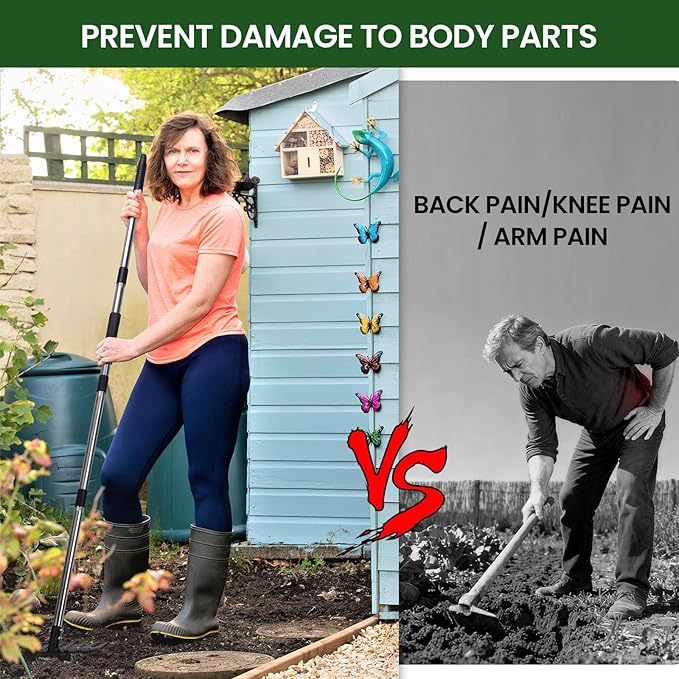 Stainless Steel Weeding Tool withSaw Blade - 4-Section Detachable Handlefor Effortless Gardening, YardWork & Weed Removal