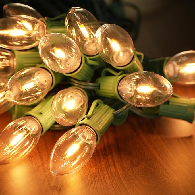 LUCKY TL 500 FT C9/E17 Christmas Light Sockets Spool Set, Green SPT-1 Wire, 12 Inch Spacing, C9 Outdoor String Lights, UL Listed