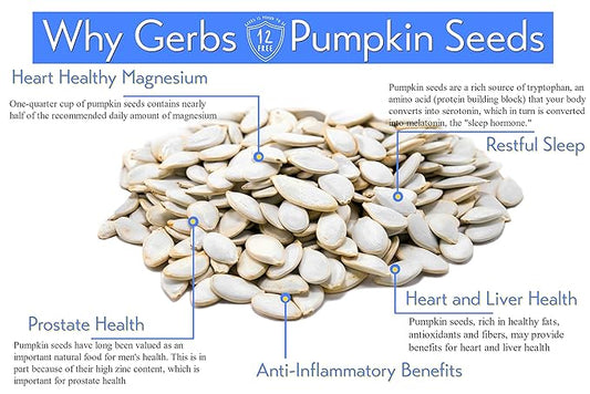 Gerbs Raw Whole Pumpkin Seeds 1 lb. | In-Shell, 10.5 mm Size, Resealable Bag | Mildly Nutty & Crunchy | Top 14 Allergen-Free
