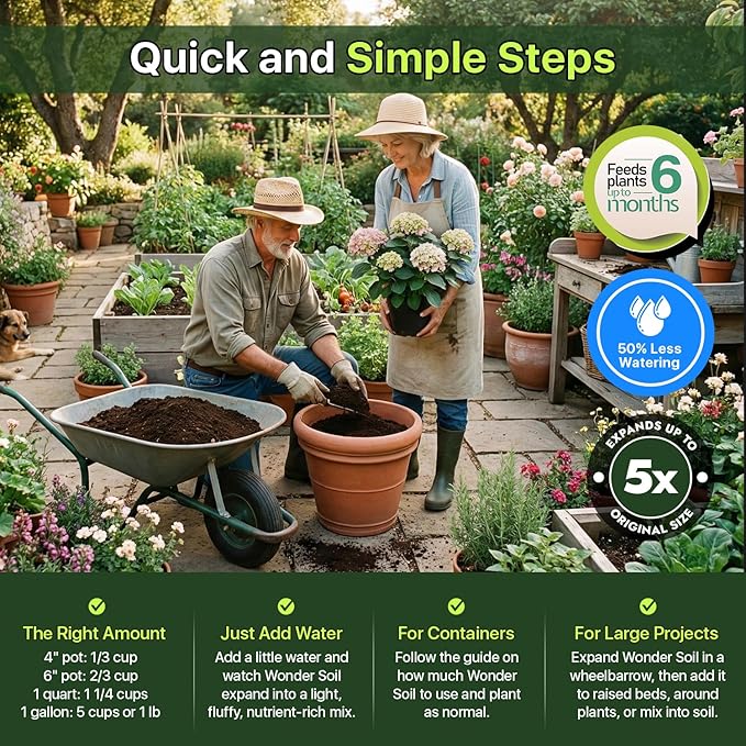 WONDER SOIL Organic Potting Soil | Ready to Plant Coco Coir Fully Loaded with Nutrients | 3 LBS Bag Expands to 12 Quarts of Indoor Outdoor Soil for Gardens & Plants | Incl Worm Castings, Perlite