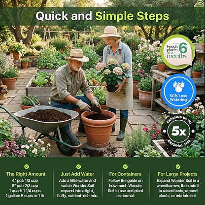 WONDER SOIL Organic Potting Soil | Ready to Plant Coco Coir Fully Loaded with Nutrients | 3 LBS Bag Expands to 12 Quarts of Indoor Outdoor Soil for Gardens & Plants | Incl Worm Castings, Perlite