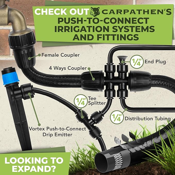 Carpathen 50 FT 1/2 Irrigation Tubing Mainline - Drip Irrigation Tubing Perfect for Push-To-Connect Garden Irrigation System, or as Blank Distribution Hose for Any Gardening Project