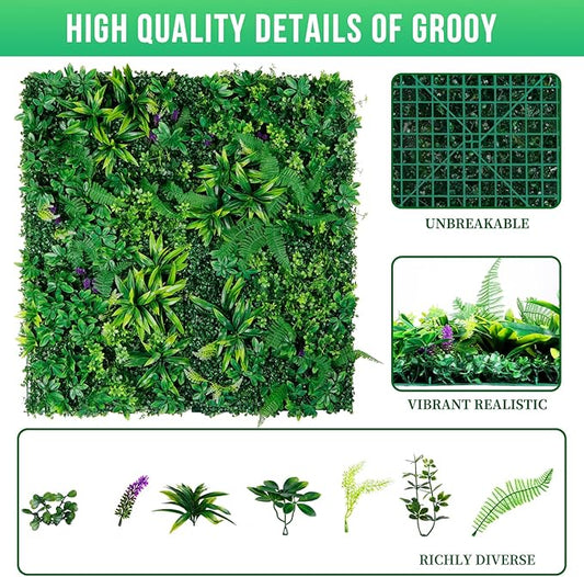 Artificial Boxwood Panels, Grass Wall Panels 20"x20"(8pcs), Privacy Hedge Fence Screen with UV Protection, Fake Greenery Backdrop for Indoor Wedding and Outdoor Garden Backyard