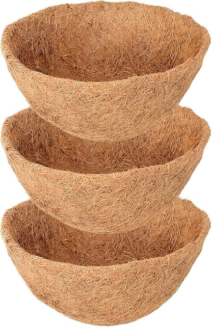 Legigo 3 Pack 16 Inch Hanging Basket Coco Liners Replacement, 100% Natural Round Coconut Coco Fiber Planter Basket Liners for Hanging Basket Flowers/Vegetables