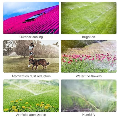 MSDADA 100pcs Micro Spray Adjustable Flow Irrigation Drippers, Garden Adjustable Sprinkler drip Irrigation Mister Heads with 3 Tee Irrigation Misting Drip Kit (Orange)