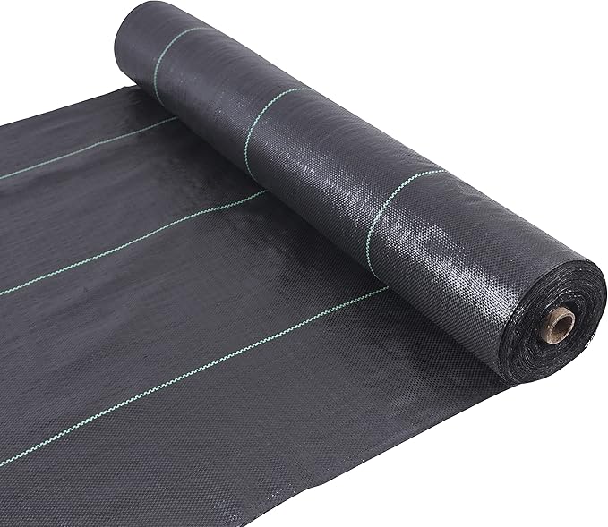 6ft x 100ft Garden Weed Barrier Landscape Fabric,Weed Block Fabric Heavy Duty 3.2OZ,Woven Mulch for Landscaping Ground Cover Weed Control Fabric, Black Garden Bed Liner