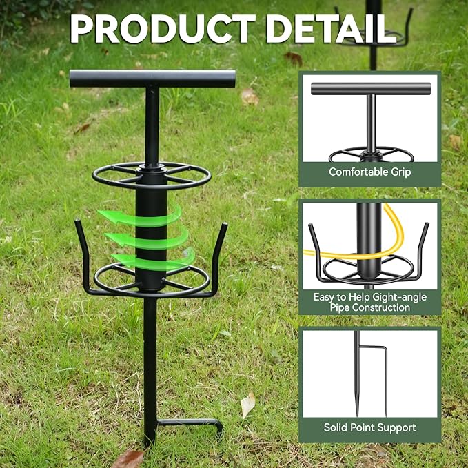 Garden Hose Guide Spike, Metal Hose Guides for Garden Heavy Duty, Hose Pulling Stand Reel for Gardens Corner, Auxiliary Water Hoses Support, Lawn & Gardens Watering Equipment, Plant Flower Protector