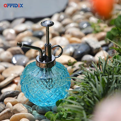 OFFIDIX Glass Plant Mister, 300ML Vintage Spray Bottle Plant Spritzer with Top Pump Fine Mist,Small Decorative Watering Can for Indoor Outdoor Succulent and Other Live Plants (Light Blue)