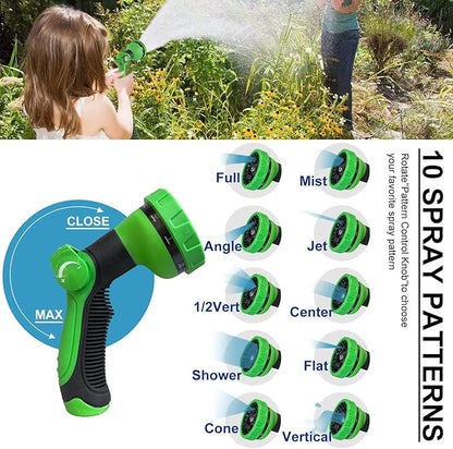 100Ft Non-Expandable Garden Hose, Flexible Water Hose with 10-Pattern Spray Nozzle, Lightweight Hose Pipe, Kink-Free, Leak-Proof, 3/4" Solid Metal Fittings (Black)