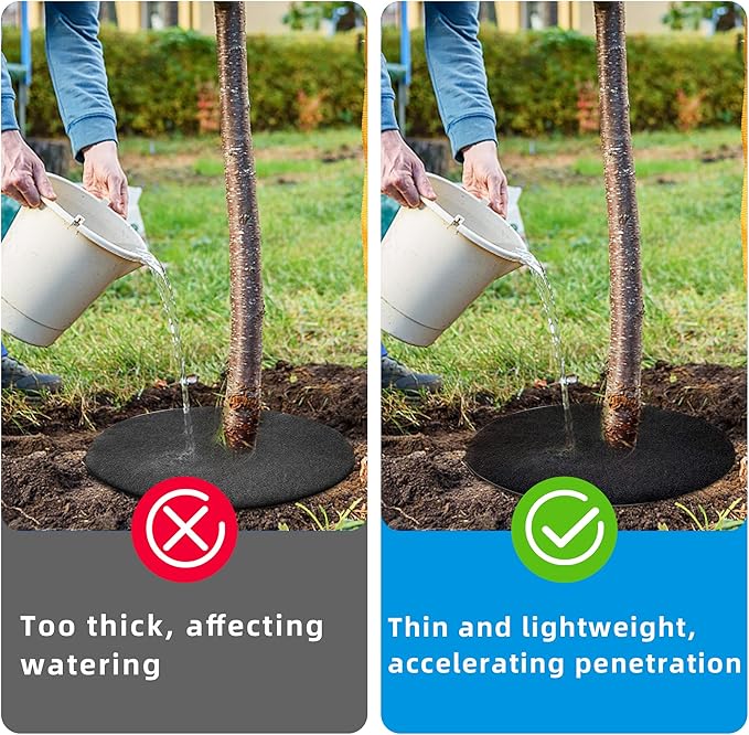 EBaokuup 6 Pack 28.3 Inch Non-Woven Tree Mulch Ring - Degradable Tree Protector Mat, Reusable Tree Weed Barrier Mat for Root Protection