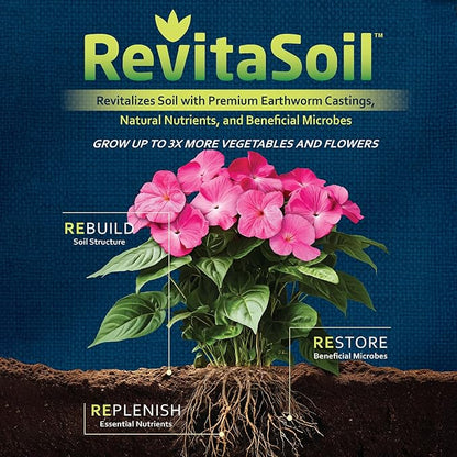 Earth Science RevitaSoil Soil Amendment, 4lb - Organic Soil Booster - Earthworm Castings, Worm Castings, Growth Enhancer, Nutrients - Grow 3X More Plants, Gardens, Landscapes, Raised Beds