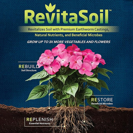 Earth Science RevitaSoil Soil Amendment, 4lb - Organic Soil Booster - Earthworm Castings, Worm Castings, Growth Enhancer, Nutrients - Grow 3X More Plants, Gardens, Landscapes, Raised Beds