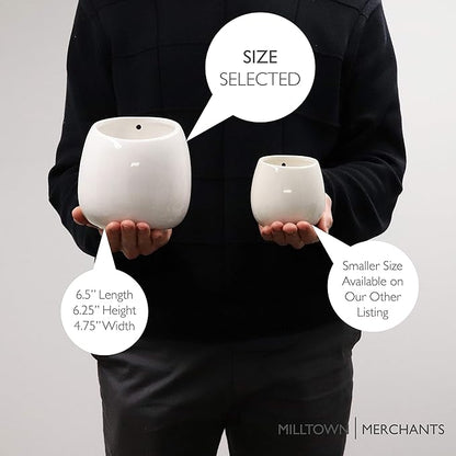 Milltown Merchants Succulent Wall Planters - White Ceramic Wall Mounted Planters - Succulent Plant Pots - Hanging Vases for Living Wall (1 Pack/Modern/White)