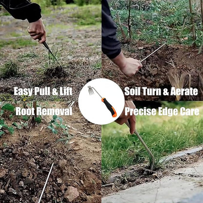 Hand Weed Puller Dual-Action 4-Claw Weeder with Ergonomic Grip Garden Tool for Efficient Root Removal Precision Weed Extraction Ideal for Garden Enthusiasts