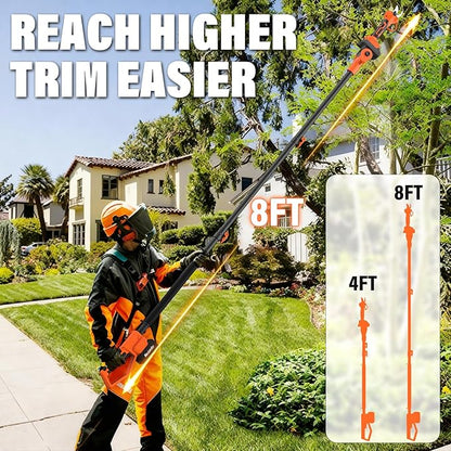 Maxlander 2-IN-1 Electric Pole Pruning Shears Cordless, 1.2" Cutting Diameter Brushless Tree Pruner, 2 x 3.0Ah Battery Powered Branch Cutter for Gardening, Tree Trimming,14Ft Reach, LCD Display