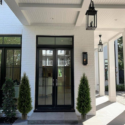 Artificial Topiary Tree Set of 2 Artificial Cedar Trees 4FT Uv Resistant Pine Potted Artificial Plants Outdoor Realistic Fake Plants Front Porch Decor Indoor Faux Cypress Trees