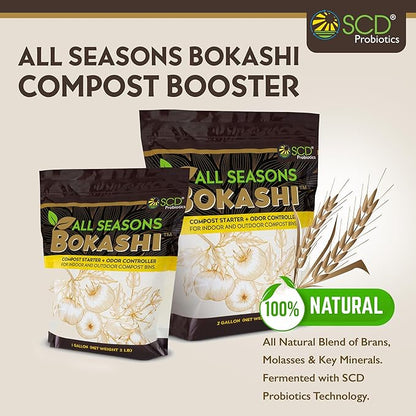 All Seasons Bokashi Compost Starter - 2 lbs (1 Gallon) 6.6 lbs Dry Bokashi Bran for Kitchen Compost Bin, Compost Pet and Food Waste Easily with Low Odor, (3 Pack) by SCD Probiotics