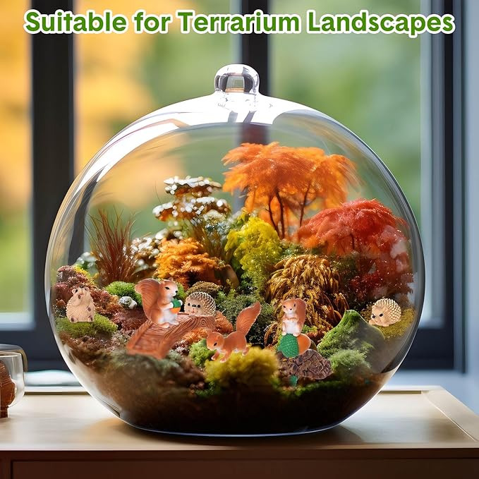 Unittype 33 Pcs Squirrel Garden Accessories Miniature Squirrel Figurines Tiny Resin Bridge Mushroom Pine Nuts Miniature Garden Kit for Craft Decoration