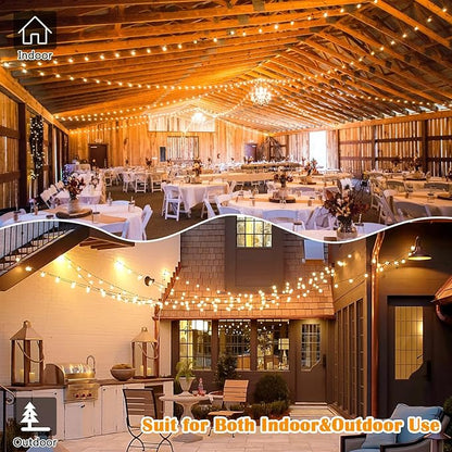 Brightever 200FT Outdoor String Lights Dimmable LED Outside Patio Lights with 100+4 Shatterproof G40 Globe Edison Bulbs, Connectable Commercial String Hanging Lights for Backyard Party Porch Garden