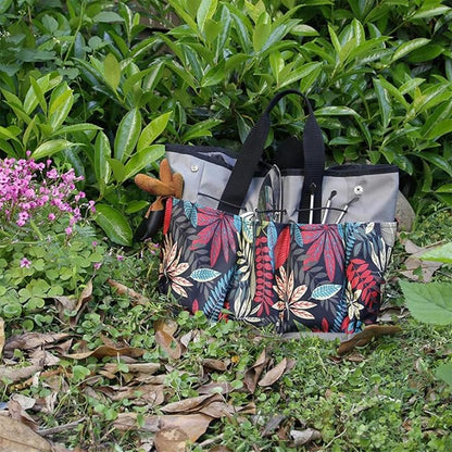 Garden Tool Bag Maple Leaf Gardening Bag with 8 Pockets Canvas Garden Tote Bag Women Men Garden Plant Tool Storage Bag (Tools NOT Included)