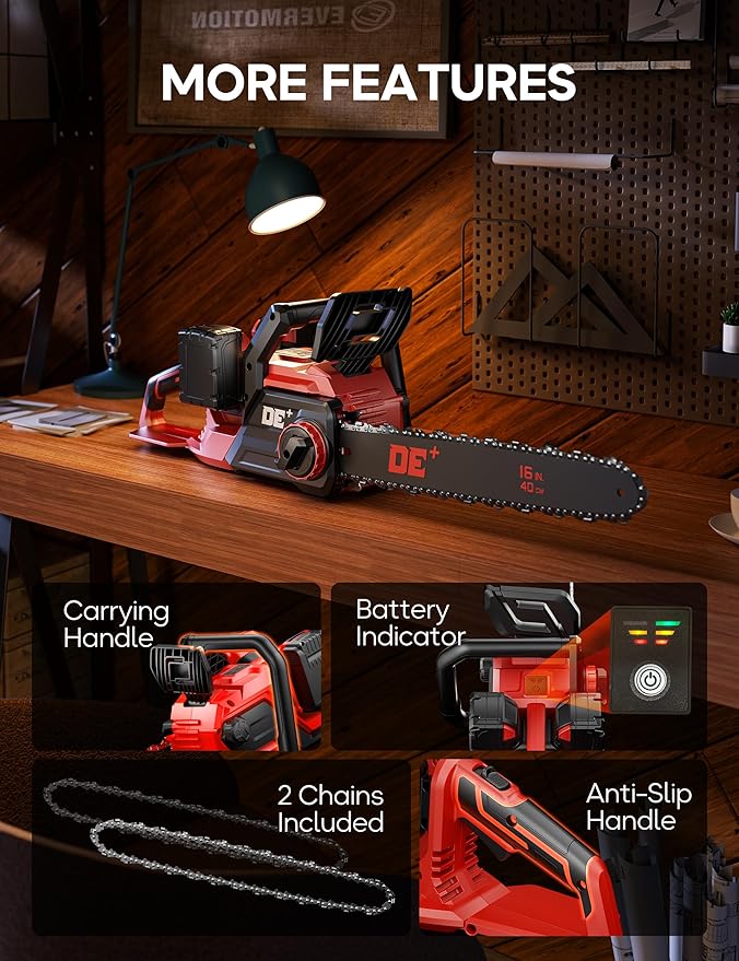 DeForce 16" 36V Cordless Electric Chainsaw, for Milwaukee M18 18V Batteries, Brushless Battery Powered Chain Saw, with Auto Oiler, Handheld Chainsaw for Wood Cutting Tree Pruning(Bare Tool Only)