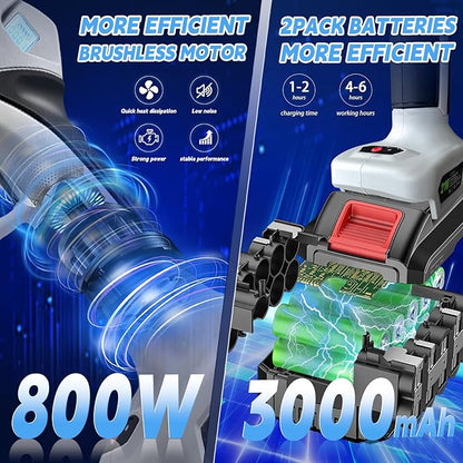 Electric Pruning Shears with Pole 1.4-2.0 Cutting Diameter & 2-IN-1 Electric Pole Pruner,2PCS 21V 3.0Ah Batteries,Brushiless Motor,4 Modes Adjustable Branches Cutter for Flower, Tree Trimming(Gray)