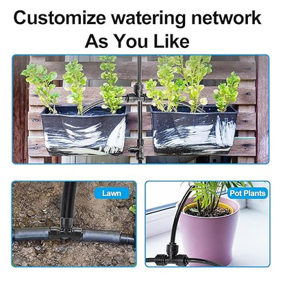 40 Pack 1/4 Inch Drip Tubing Irrigation Fittings Kit Set for 1/4" Drip Line with Push-to-Fit Connectors Includes 10 Tee 10 Coupling 10 Elbow 10 End Cap