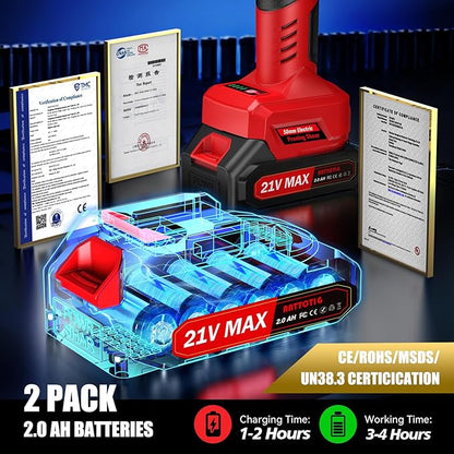 (Upgraded Version) Electric Pruning Shears, 2 Inch (50mm) Cutting Diameter Brushless Motor Cordless Pruning Shears with LED Display, Battery Pruners with Replacement SK7 Blades, 2Pcs Batteries