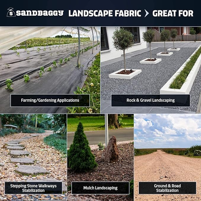 Sandbaggy Landscape Fabric Kit - Includes 3 ft by 300 ft Fabric + 200 Landscape Staples - Trusted by Farmers Across The US