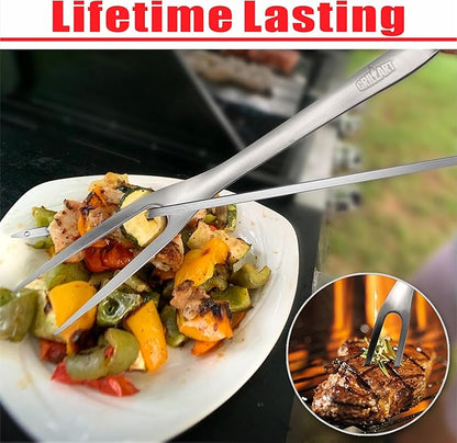 GRILLART BBQ Tools Grill Tools Set -18Inch Grilling Tools BBQ Set - Grill Accessories w/BBQ Tongs, Spatula, Fork, Brush- Stainless Grill Kit Grilling Set - Gift Ideas BBQ Accessories Gifts for Men Dad