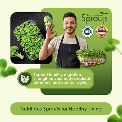 Nature Jims Broccoli Sprouts & Radish Seeds – Organic Broccoli Sprouts, Organic Radish Seeds, Non-GMO for Indoor/Outdoor Growing, Microgreens Bundle, 8oz + 16oz