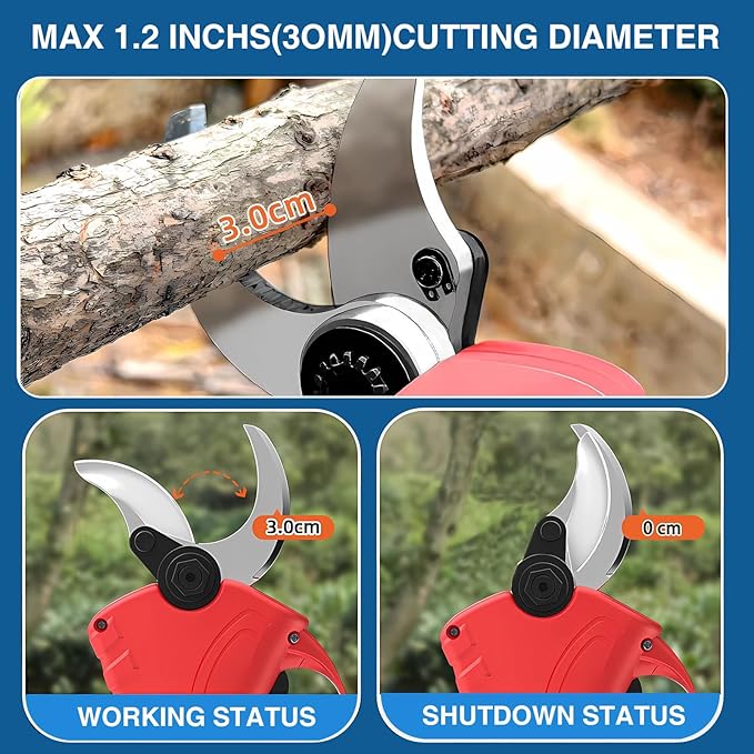 2-in-1 Electric Pruning Shears Cordless with Pole, 20V Cordless Pruning Shears,4.0Ah Battery Operated Pruning Shears, 9.3Ft -Up to 15.3Ft Telescopic Electric Shears for Gardening JOVANT