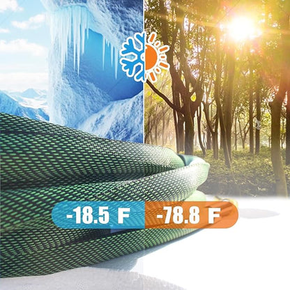 100Ft Non-Expandable Garden Hose, Flexible Water Hose with 10-Pattern Spray Nozzle, Lightweight Hose Pipe, Kink-Free, Leak-Proof, 3/4" Solid Metal Fittings (Green)