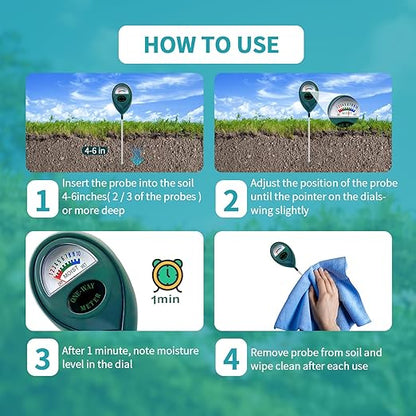 Green Soil Moisture Meter, Soil Tester, Moisture Meter Plants, Soil Moisture Tester, Soil Water Tester for Plants, Plant Moisture Monitor, No Battery Needed (Green, 1 Piece)