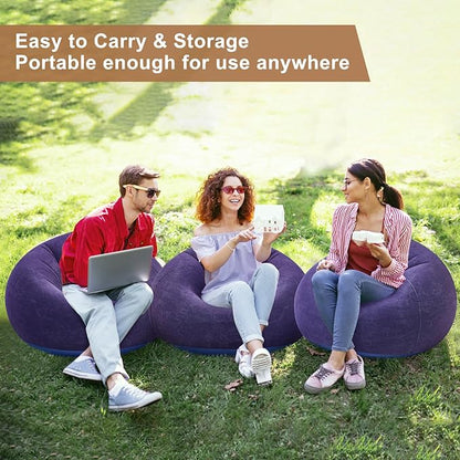 Realspring 6 Pcs Bean Bag Chairs for Adults Inflatable Chairs with Electric Air Pump,Blow up Couch Folding Portable Inflatable Couch Lazy Sofa for Reading Living Room Camping (Blue)