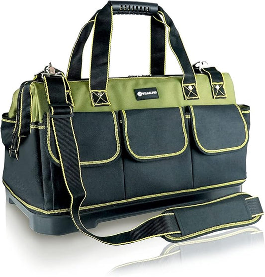 20inch Tool Bag for Men Women Heavy Duty with Waterproof Molded Base Large Tool Bag, Wide Mouth Tool Tote, Artisan Carpenter Electricians Tool Bags,Adjustable Shoulder Strap Organizer