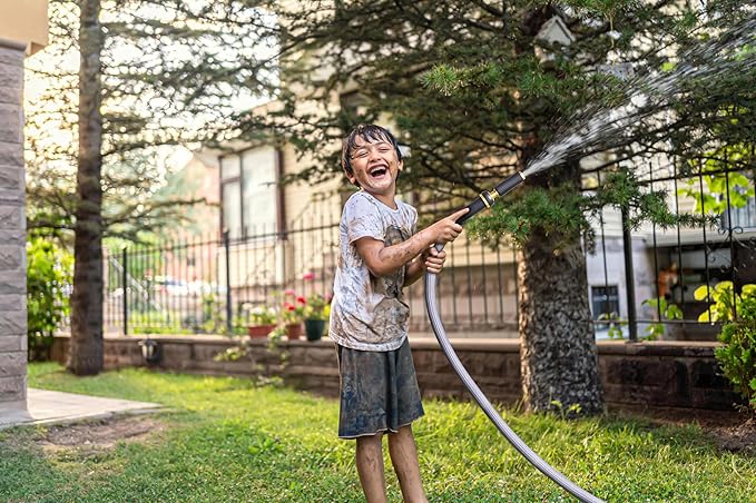 TITAN Garden Hose | Flexible, Lightweight, Kink-Free & Durable Hybrid Water Hose with Heavy Duty Brass Connectors & High-Pressure Jet Nozzle (75FT x 1/2”)