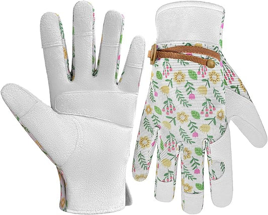 Gardening Gloves, Garden Gloves for Women Thorn Proof, Breathable Leather Work Gloves for Yard Pruning, Planting
