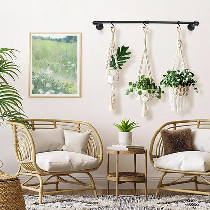 Bigmeta 34in Hanging Planters Rod for Indoor Plants - Max. Load 44 lb Black Metal Holder Rod for Wall Ceiling Decor, 1 Pcs (Pot Chain & Plants Not Included)