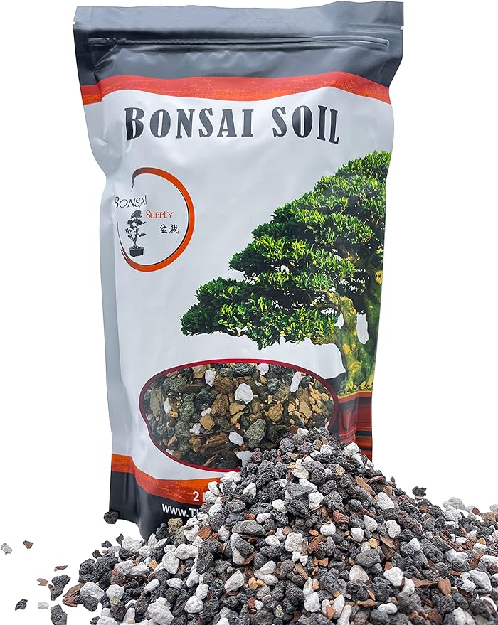 Bonsai Soil All Purpose Mix | Fast Draining Pre Blend (2 Quart Bag) Plant | Pumice, Lava, Calcined Clay and Pine Bark ● Potting Pre Mixed Bonsai Plant Soil Mixture By The Bonsai Supply