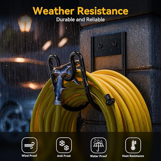 niffgaff Garden Hose Holder Wall Mount - Water Hose Hanger Heavy Duty Hose Rack for Extension Cords Vacuum Hose (2 Pack)