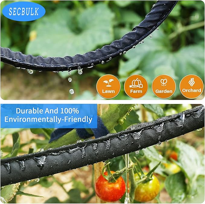 2025 Flat Soaker Hose 50 ft for Garden, 50' Linkable Drip Hose Diy Garden Irrigation System Saving 80% Water, Dual-layer Leak-free Design Water Hose with Holes
