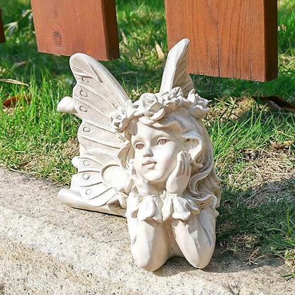 Lying Fairy Garden Statue – Resin Outdoor Fairy Figurine for Yard or Patio, Garden Angel Decor for Outside, Whimsical Fairy Ornament 9.84” L