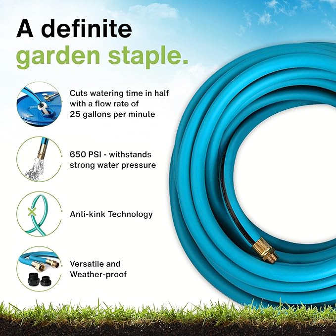 Aeromixer THE HOSE - 1 Inch Garden Hose 15 Ft, Kinkless Commercial Garden Hoses, Heavy Duty Industrial Water Hoses for Outdoors, 650 PSI High-Pressure Watering Tool for Farming and Gardening