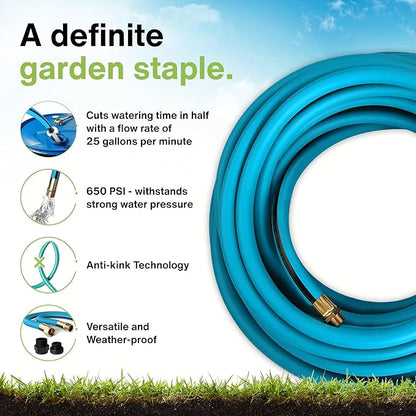 Aeromixer THE HOSE - 1 Inch Garden Hose 15 Ft, Kinkless Commercial Garden Hoses, Heavy Duty Industrial Water Hoses for Outdoors, 650 PSI High-Pressure Watering Tool for Farming and Gardening