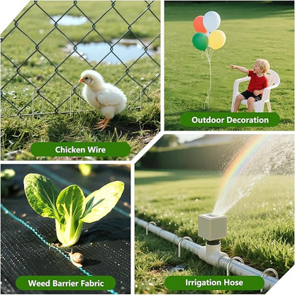 AAGUT Garden Staples 6 Inch Galvanized 100 Pack Round-Top Drip Hose Stakes Irrigation Hooks Heavy Duty 11 Gauge Lawn U Pins Sod Nails for Landscape Fabric, Soaker Hose, Chicken Wire, Dog Fence