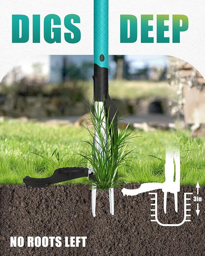 Breeze Touch 39" Weed Pulling Tool, 4-Claw Detachable Weed Puller Tool with Long Handle Adjustable, Heavy Duty Stand Up Weeder Weeding Tool for Lawn, Yard, Garden, Dandelion Picker, Weed Remover