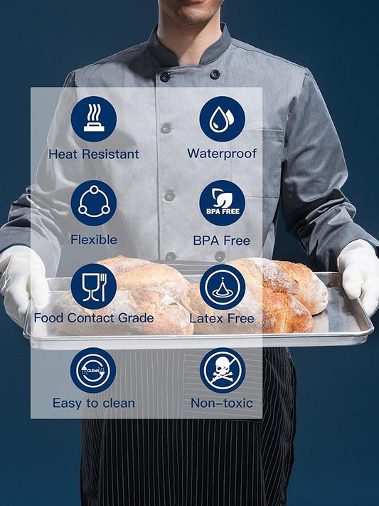 LANON Protection Wahoo Liquid Silicone Smoker Oven Gloves, Food-Contact Grade, Heat Resistant Gloves for Cooking, Grilling, Baking, White, L/9