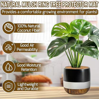 ZeeDix 20 Pack Coconut Fiber Mulch Ring, 11.8 Inch Coco Coir Tree Ring Mulch Mat, 100% Natural Tree Protector Mat Plant Cover Ring Coconut Coir Discs Tree Mats Mulch Rings for Indoor Outdoor Plants