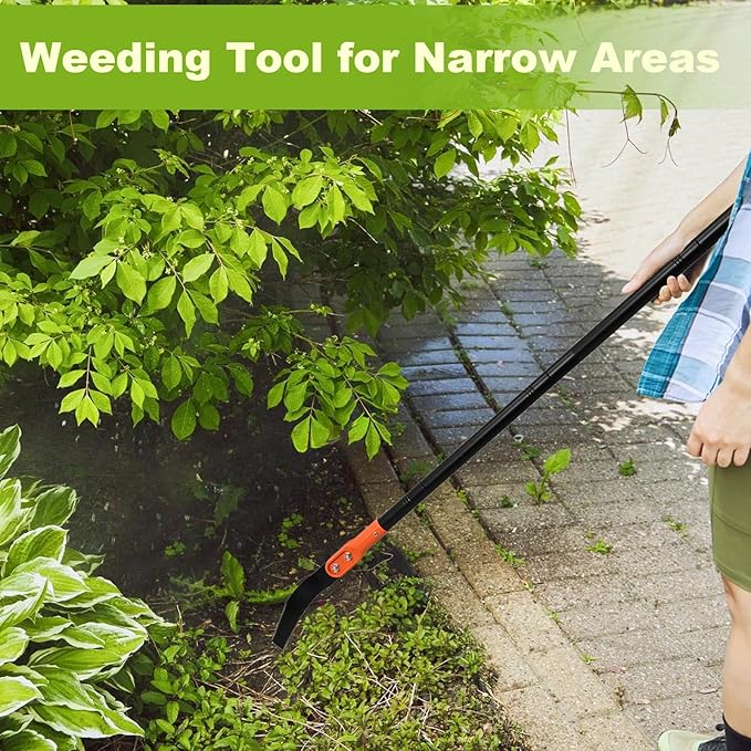 Pragmatist L Shaped Garden Hoe Tool, 70.9Inch Heavy Duty Manual Crevice Weeding Hoe - Weeder & Cultivator Hoe Garden Tool with Adjustable Long Handle for Digging, Trenching, Weeding, Loosening Soil